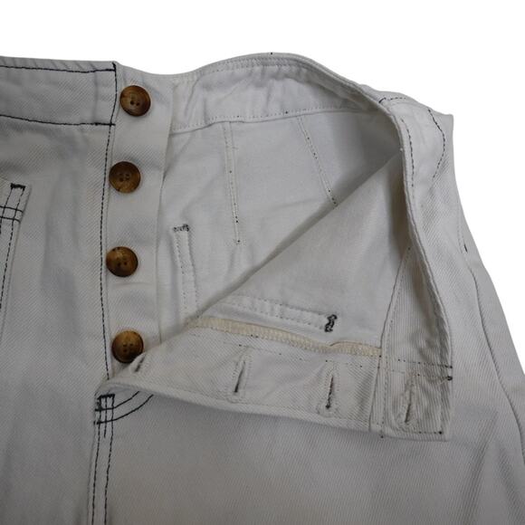 Reformation Jeans Womens 27 Eloise Exposed Button Fly Jean in Ivory - Picture 9 of 13